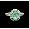 Image 2 : 2.61 ctw Emerald and Diamond Ring - 14KT White Gold