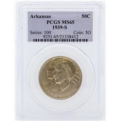 1939-S Arkansas Centennial Commemorative Half Dollar Coin PCGS MS65