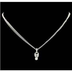 0.62 ctw Diamond Pendant With Chain - 18KT White Gold