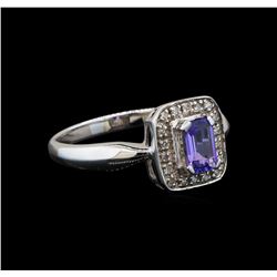 14KT White Gold 0.64 ctw Tanzanite and Diamond Ring