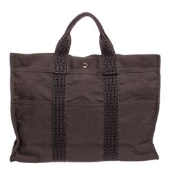 Hermes Gray Black Canvas Fourre Tout MM Tote Bag