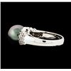 Image 3 : Pearl and Diamond Ring - 14KT White Gold