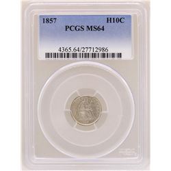 1857 Seated Liberty Half Dime Coin PCGS MS64