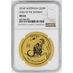 2016-P $200 Australia Year of the Monkey Gold Coin NGC MS66