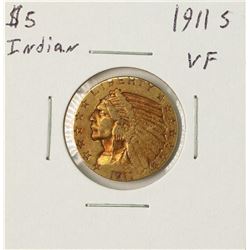 1911-S $5 Indian Head Half Eagle Gold Coin