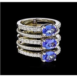 2.43 ctw Tanzanite and Diamond Ring - 14KT White Gold