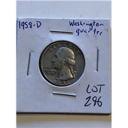 1958 D Washington Silver Quarter Nice Early US Coin