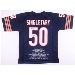 Mike Singletary Signed Chicago Bears Career Highlight Stat Jersey Inscribed "HOF 98" (JSA COA)