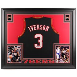 Allen Iverson Signed Philadelphia 76ers 35x43 Custom Framed Jersey Display (JSA COA)