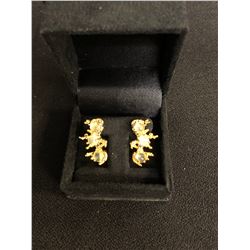 RARE GREEN PREHNITE 14K EARRINGS (T.C.W 32.43 CT INCLUDING GOLD & SILVER)