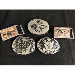 SISKIYOU LIMITED EDITION NATIVE INDIAN DIAMOND CUT BELT BUCKLES LOT