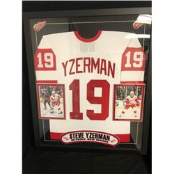 Steve Yzerman Signed Red Wings 35x43 Custom Framed Jersey (JSA COA & Yzerman Hologram)