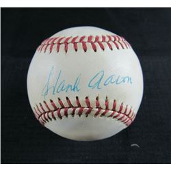 HANK AARON SIGNED LITTLE LEAGUE BASEBALL (PSA COA)