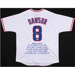 ANDRE DAWSON SIGNED CUBS STATS JERSEY (JSA COA)