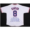 Image 1 : ANDRE DAWSON SIGNED CUBS STATS JERSEY (JSA COA)