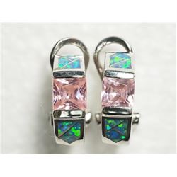 Sterling Silver CZ Oplaite Earrings(8.83g). Approx. Retail $360 (Estimated Selling Price From $54 up