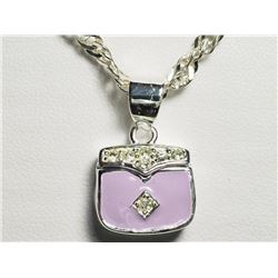 Sterling Silver 7 Diamonds Bag Shaped Pendant Necklace(8.65g). Approx. Retail $420 (Estimated Sellin