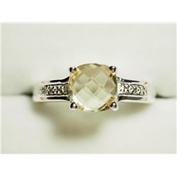 Sterling Silver CZ Lemon Quartz Ring(5.88g). Approx. Retail $250 (Estimated Selling Price From $36 u