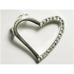 Sterling Silver CZ Heart Shaped Pendant Necklace(4.67g). Approx. Retail $200