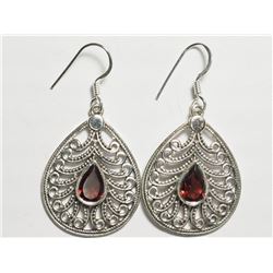 Sterling Silver Garnet Antique Style Earrings. Approx. Retail $360 (Estimated Selling Price From $54