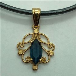 14K Yellow Gold Sapphire (September Birthstone) Pendant, Made in Canada, Suggested Retail Value $400