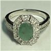 Image 2 : Sterling Silver Emerald & CZ Ring (4.16g) Retail $120