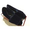 Image 1 : Womens Adjustable Fit Slippers Navy Velour (Size 8)