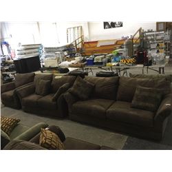NEW MICROFIBER "Choco" Sofa, Love Seat and Chair Set w/ Throw Pillows 