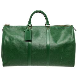 Louis Vuitton Green Epi Leather Keepall 55 cm Duffle Bag Luggage