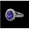 3.27 ctw Tanzanite and Diamond Ring - 14KT White Gold
