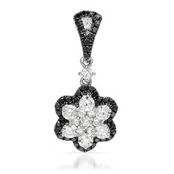 14k White Gold 0.65CTW Diamond and Black Diamonds Pendant, (SI1-SI2/Gold)