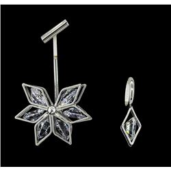 Snow Flake Crystal Earrings - Silver Plated