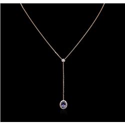 1.28 ctw Tanzanite and Diamond Necklace - 14KT Rose Gold