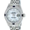Image 1 : Rolex Ladies Stainless Steel Mother Of Pearl Diamond & Sapphire Datejust Wristwa