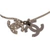Image 7 : Chanel Silver Rhinestone Dual CC Pendant Necklace 09P