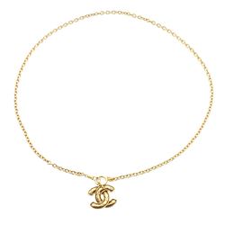 Chanel Gold Chain Link Quilted CC Pendant Necklace