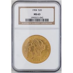 1904 $20 Liberty Head Double Eagle Gold Coin NGC MS63