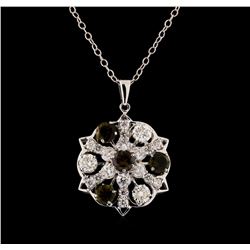 2.10 ctw Tourmaline and Diamond Pendant With Chain - 14KT White Gold