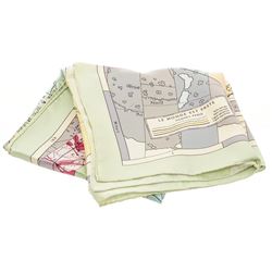 Hermes Green Pastel Le Monde Est Vaste Cyrille Diatkine Silk Scarf 90