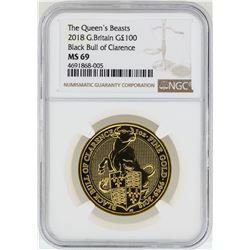 2018-G $100 Britain Black Bull of Clarence Gold Coin NGC MS69