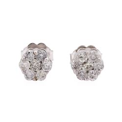 0.50 ctw Diamond Cluster Studs - 14KT White Gold