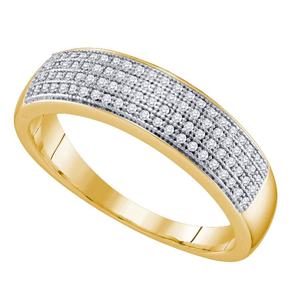 0.25 CTW Mens Paveset Diamond Wedding Ring 10KT Yellow Gold REF25H4M