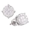 Image 1 : 1.5 CTW Princess Diamond Soleil Cluster Earrings 14KT White Gold - REF-149N9F