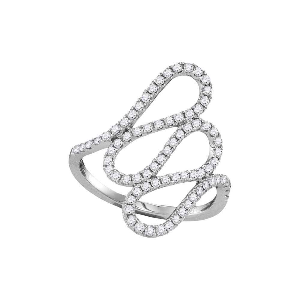 0.54 CTW Diamond Openwork Single Row Cascading Ring 18KT White Gold ...