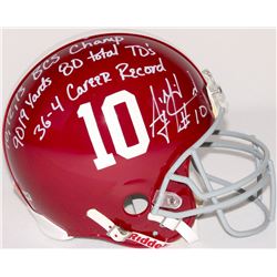 AJ McCarron Signed Alabama Full-Size Authentic Pro-Line Helmet with (4) Career Stats Inscriptions (R