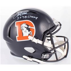 Terrell Davis Signed Broncos Full-Size Speed Color Rush Helmet Inscribed  2X SB Champ  (Radtke COA)