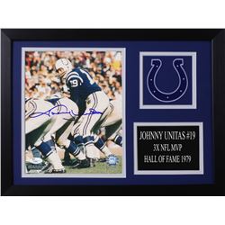 Johnny Unitas Signed Colts 14x18.5 Custom Framed Photo Display (JSA COA)