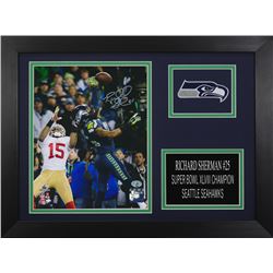Richard Sherman Signed Seahawks 14x18.5 Custom Framed Photo Display (Sherman COA)
