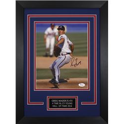 Greg Maddux Signed Braves 14x18.5 Custom Framed Photo Display (JSA COA)