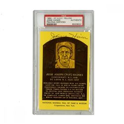 Jesse Haines Signed Gold Hall of Fame Postcard (PSA Encapsulated)